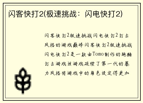 闪客快打2(极速挑战：闪电快打2)